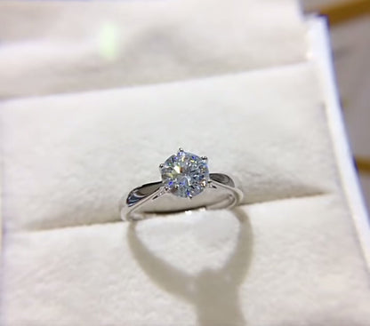 1 Carat Moissanite Sterling Silver Engagement Ring