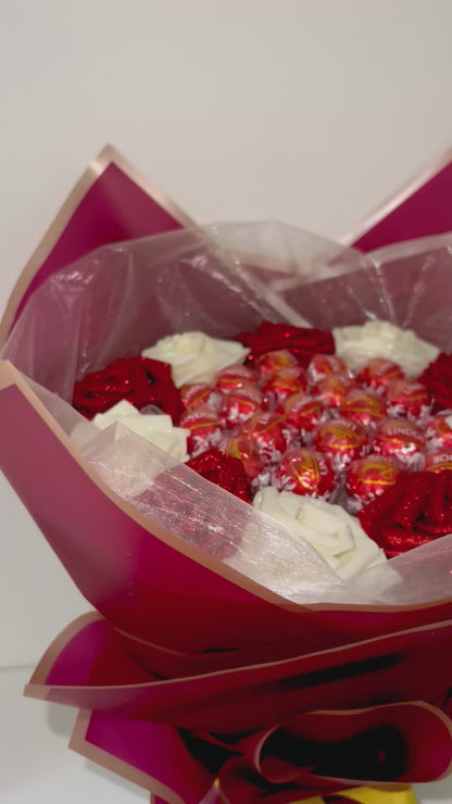 Red Lindor Glitter Rose Chocolate Bouquet Gift
