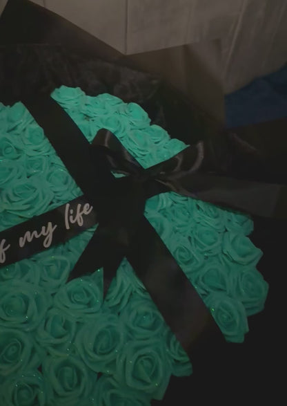 100 Glitter Roses Personalised Blue Tiffany Bouquet