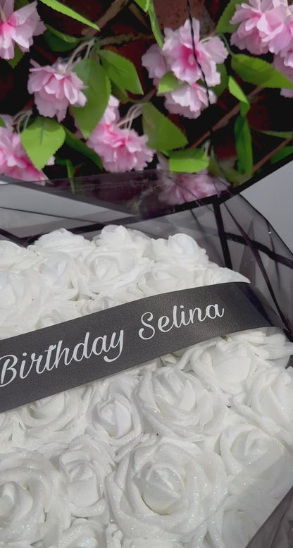 Personalised Black & White Glitter Rose Bouquet