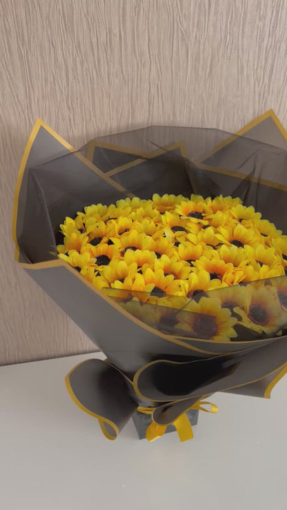 50 Sunflower Flower Bouquet Yellow Black